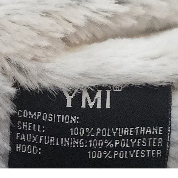 YMI jacket Women's L Gray Moto Zippered Pockets Hooded Full-Zip Cropped Biker - Picture 5 of 6